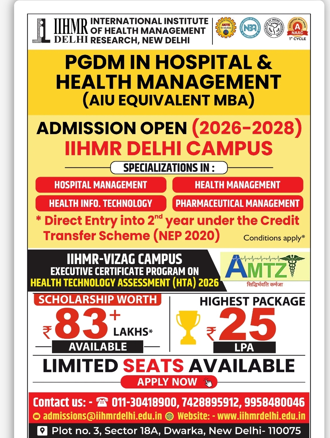 Admission Open: PGDM in Hospital & Health Management (2026–2028)