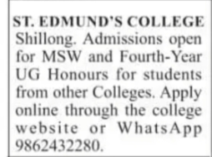Admissions Open at St. Edmund's College