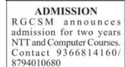 Admissions Open for NTT and Computer Courses