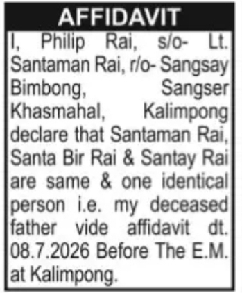 Affidavit Notice – Phillip Rai