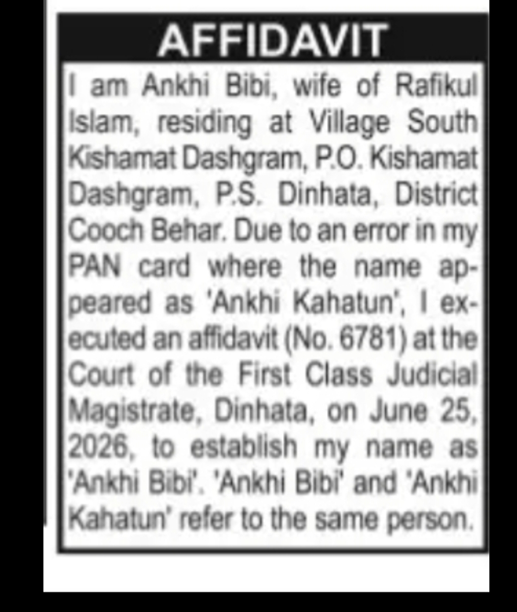 AFFIDAVIT