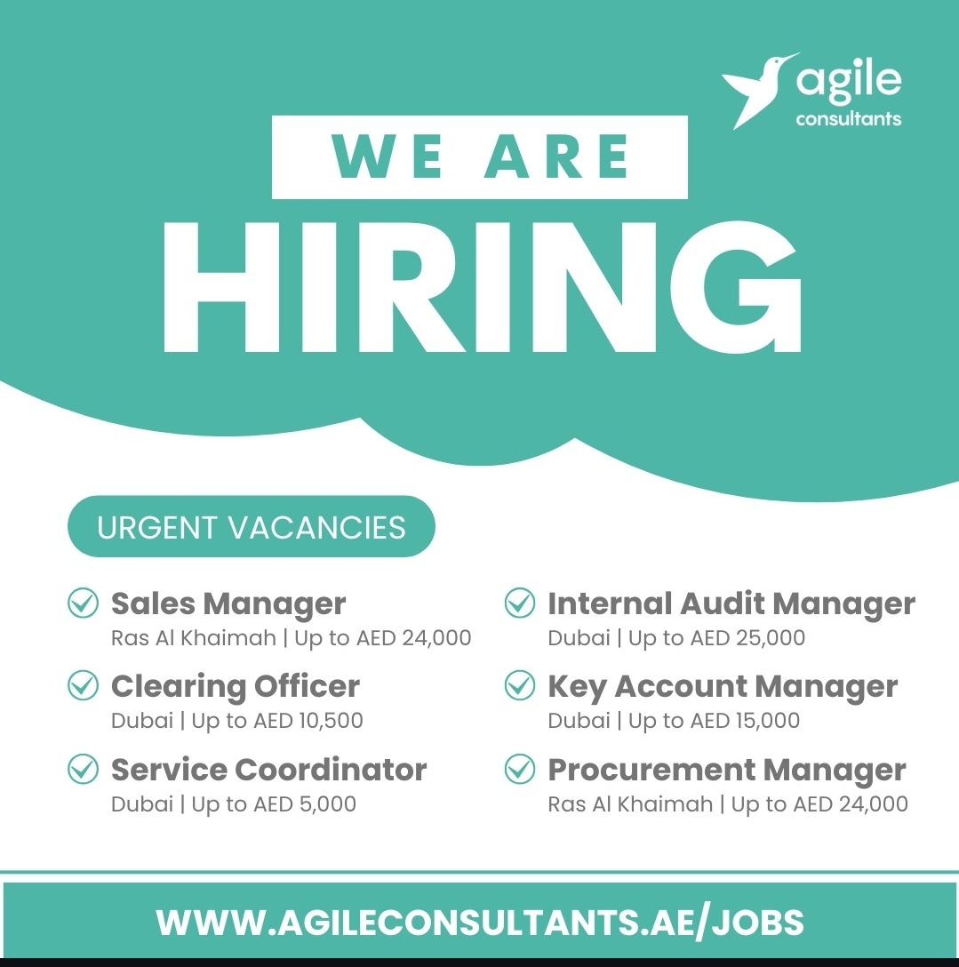 Agile Consultants is hiring for our clients in the UAE. Apply now!