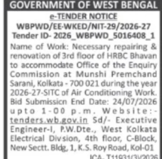 Air Conditioning Work at HRBC Bhavan, Kolkata