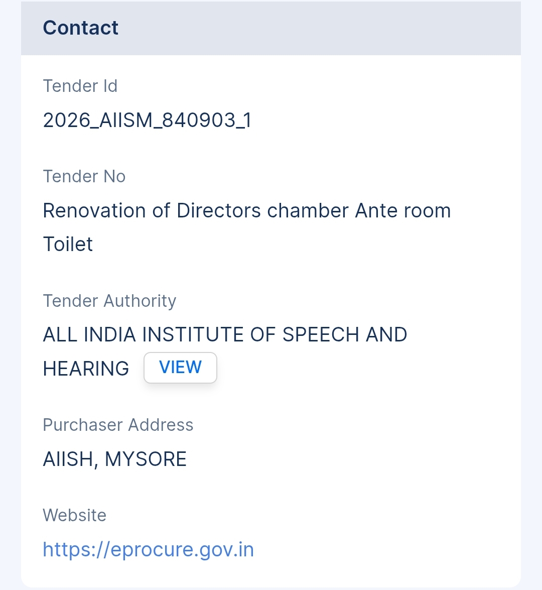All India Institute Of Speech And Hearing - AIISH Tender - Karnataka Tender