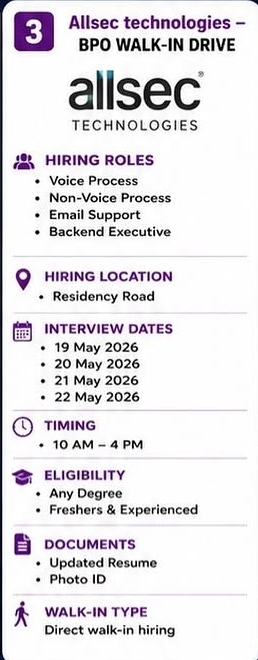 Allsec Technologies – BPO Walk-in Drive