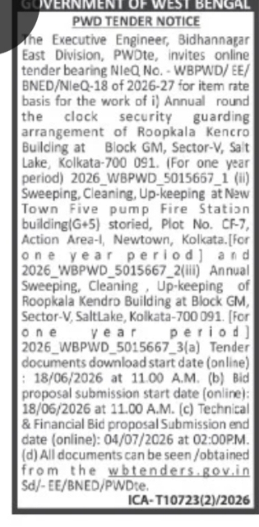 Annual Security, Cleaning & Upkeeping Works – Roopkala Kendro & New Town Fire Station
