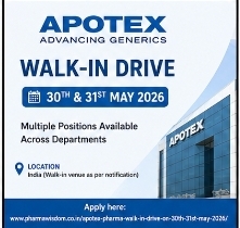 Apotex Pharma – Walk-In Drive (30th–31st May 2026)