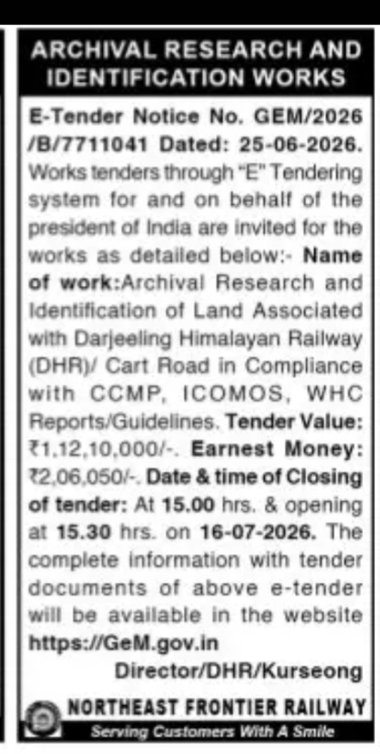 Archival Research and Identification Works (DHR Cart Road – GeM Tender)