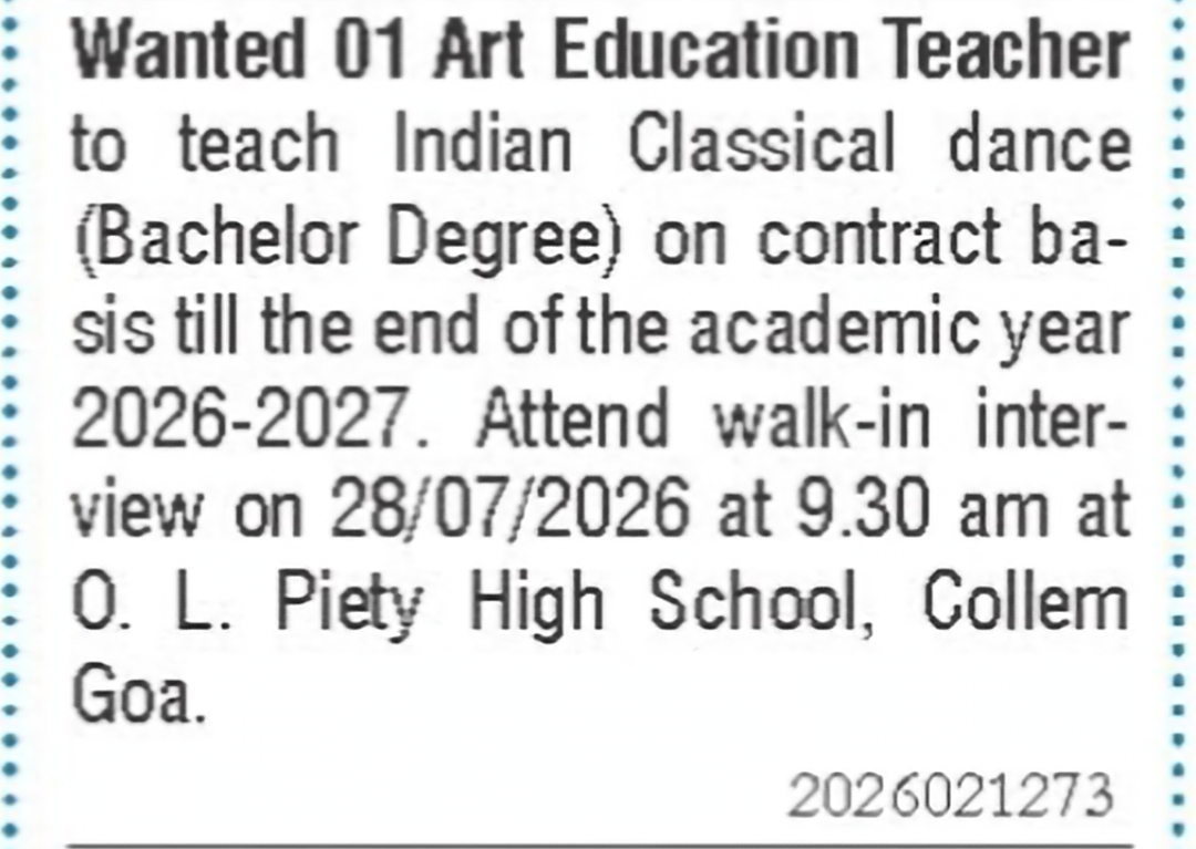Art Education Teacher Required in Collem