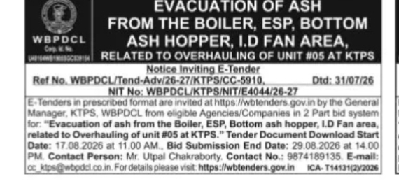 Ash Evacuation Tender – KTPS Unit #05 Overhauling