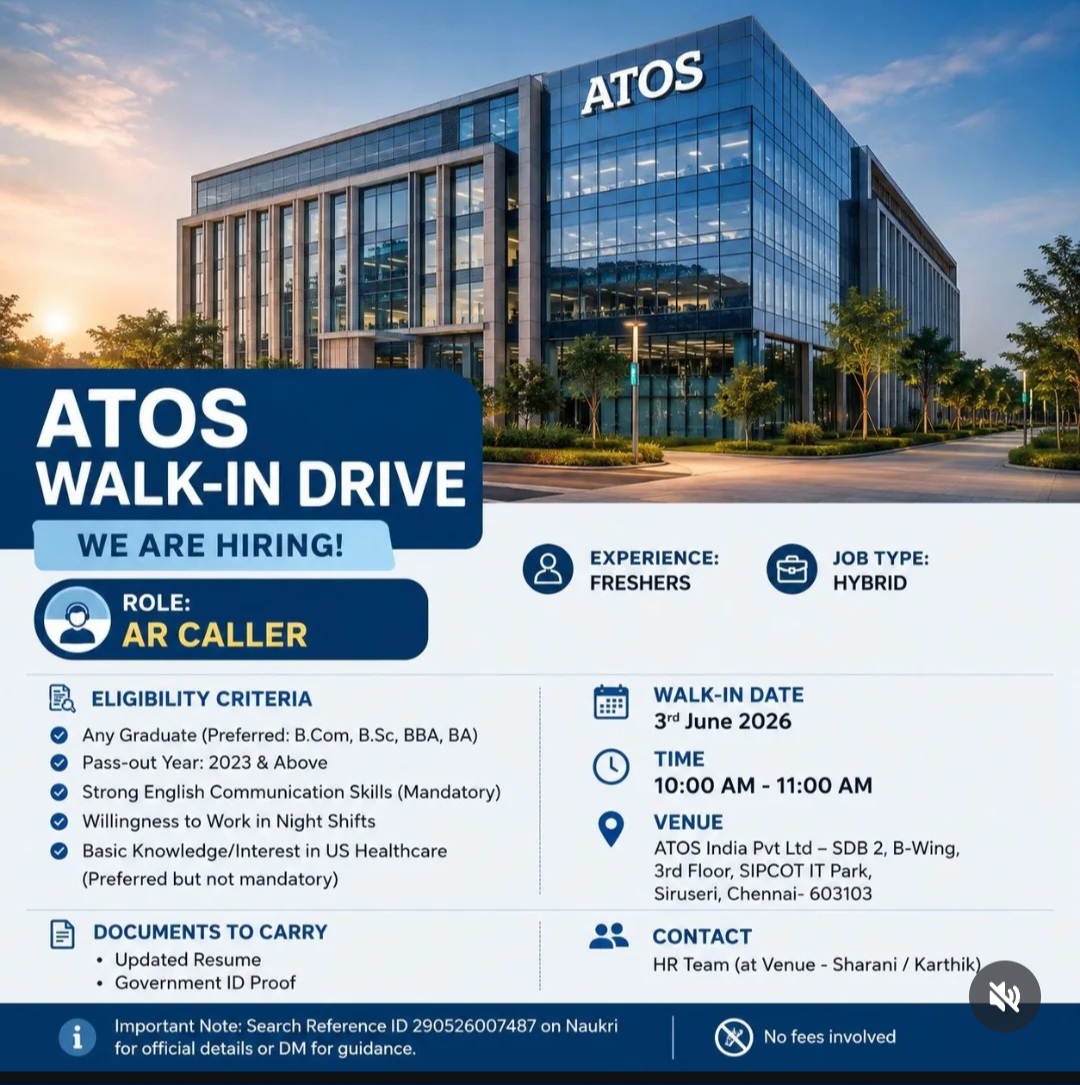 ATOS WALK-IN DRIVE – HIRING ANNOUNCEMENT