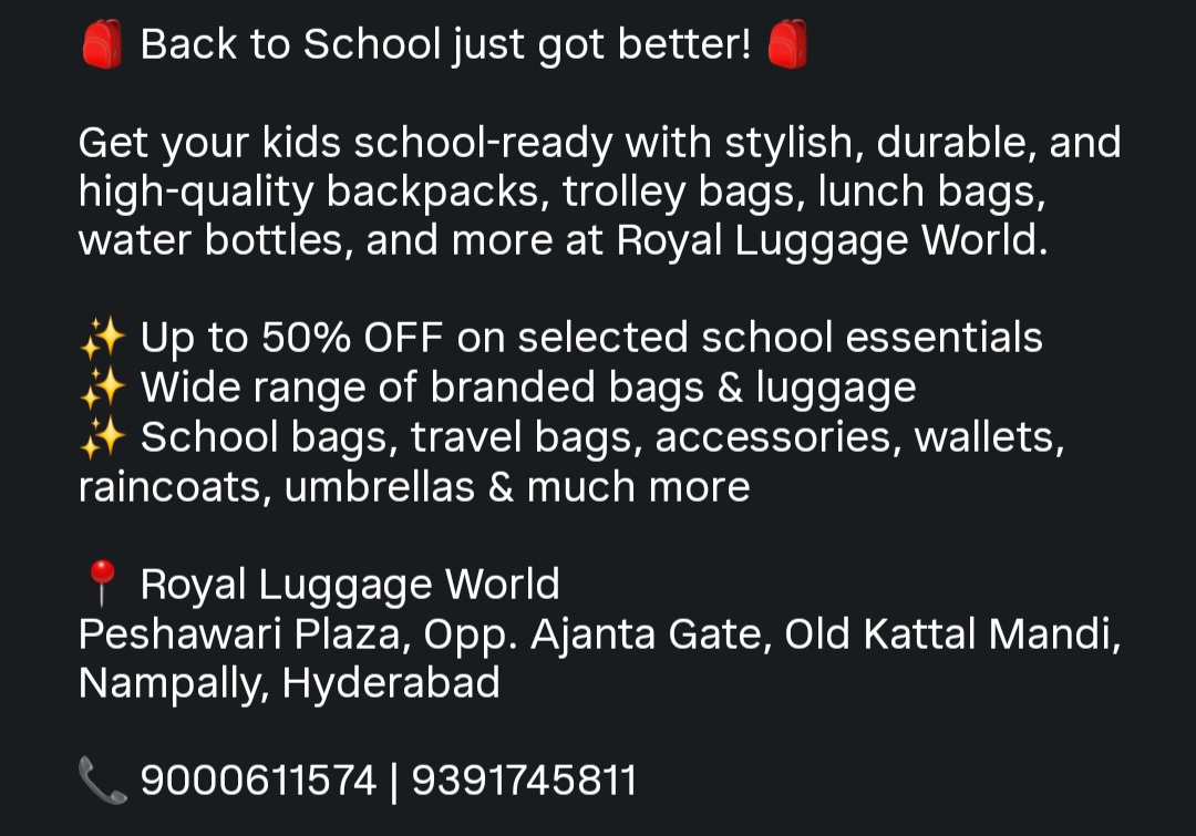 Back to School Sale – Up to 50% OFF on Kids Bags & Essentials at Royal Luggage World