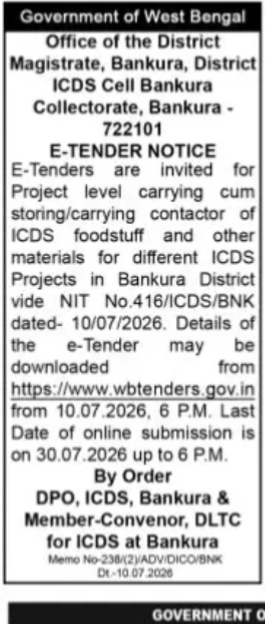 Bankura ICDS Food Transport & Storage Tender