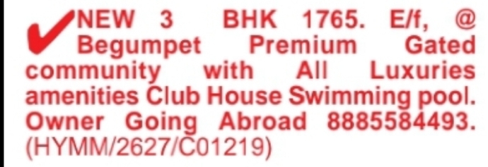 Begumpet – Premium Gated Community 3 BHK Flat