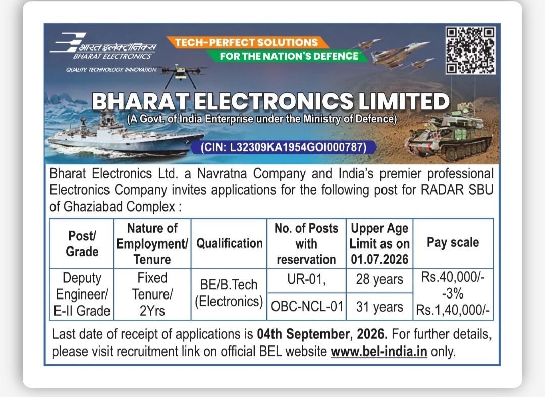 BEL Recruitment 2026 – Deputy Engineer