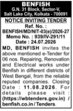 BENFISH Tender for Repairing, Renovation & Electrical Works