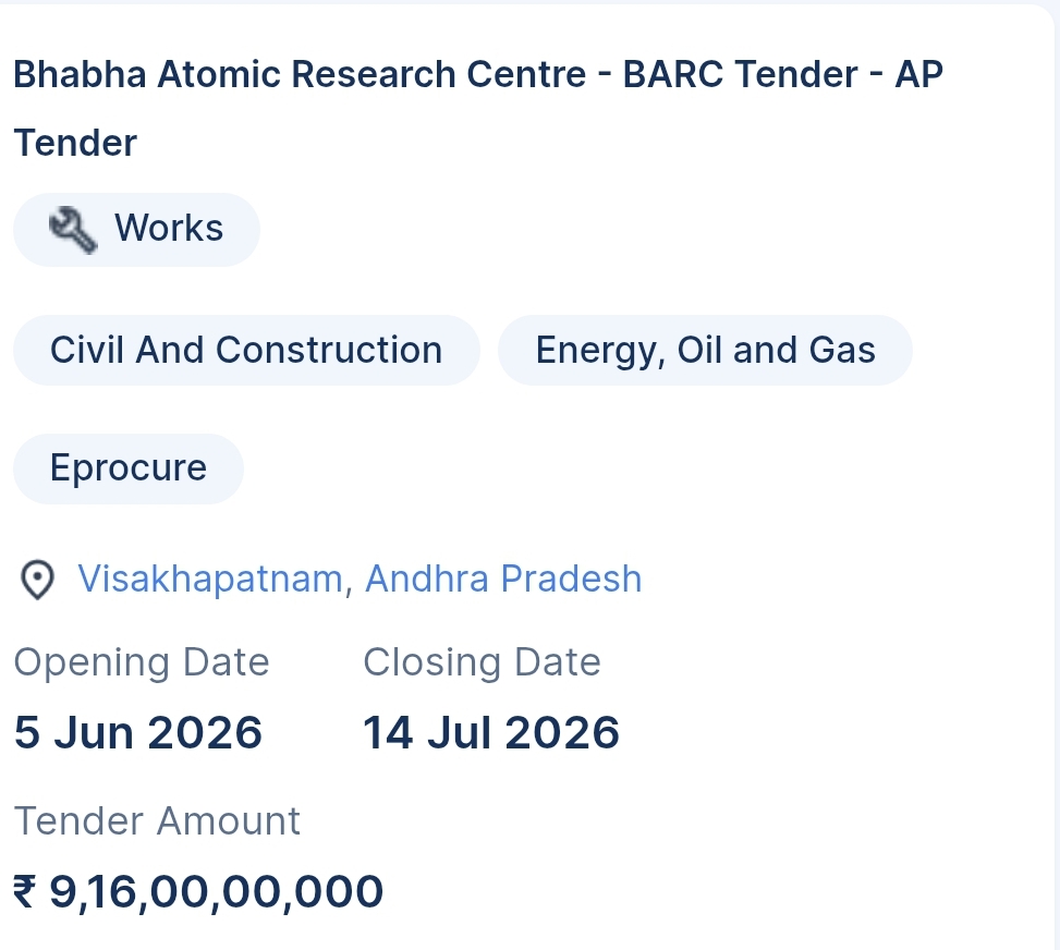 Bhabha Atomic Research Centre - BARC Tender - AP Tender