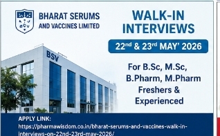 Bharat Serums and Vaccines – Walk-In Interviews