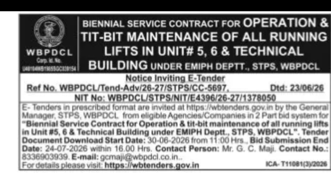 Biennial Service Contract – Lift Operation & Maintenance (STPS)