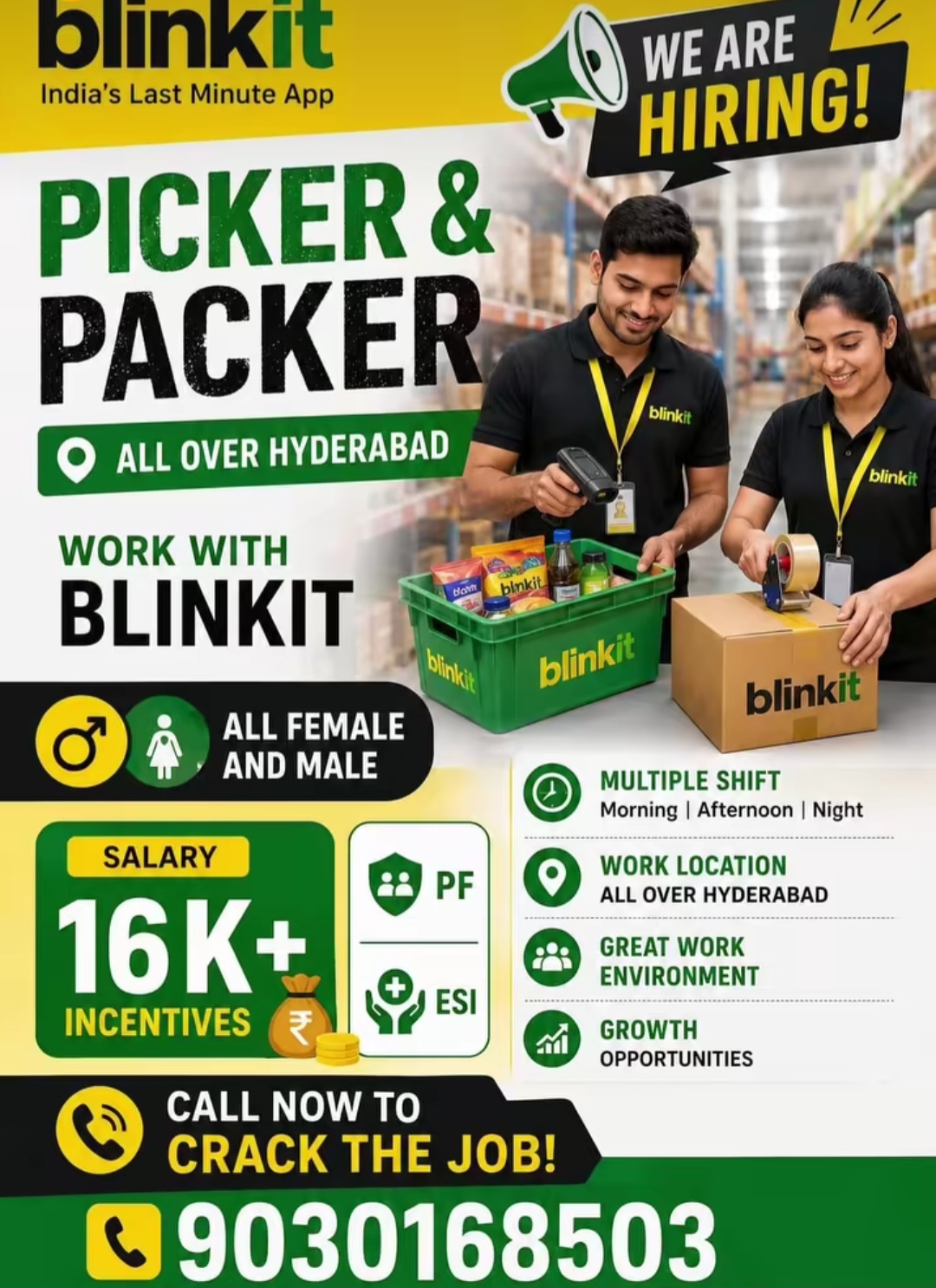Blinkit Hiring Picker & Packer Jobs in Hyderabad