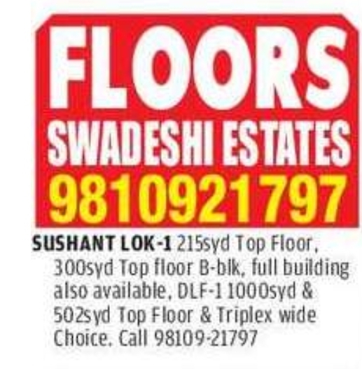 Builder Floors for Sale – Sushant Lok-1, Gurgaon