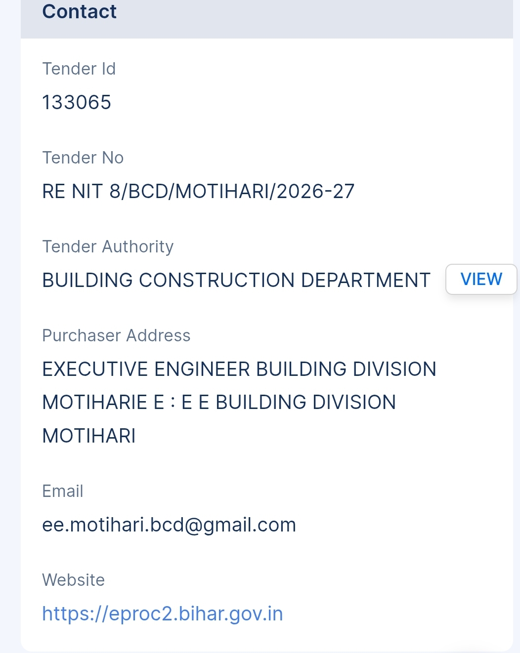Building Construction Department Tender - Bihar Tender