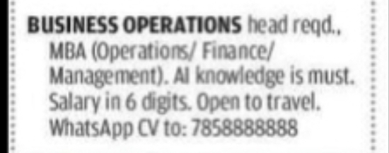 BUSINESS OPERATIONS HEAD