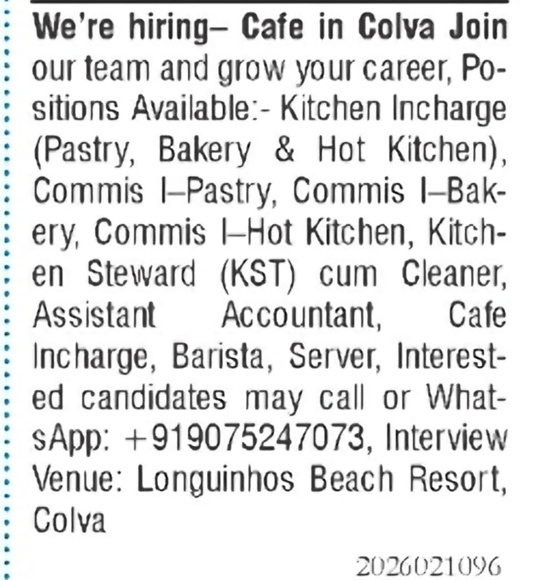 Cafe Hiring – Multiple Positions