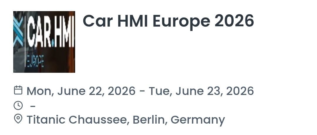 Car HMI Europe 2026