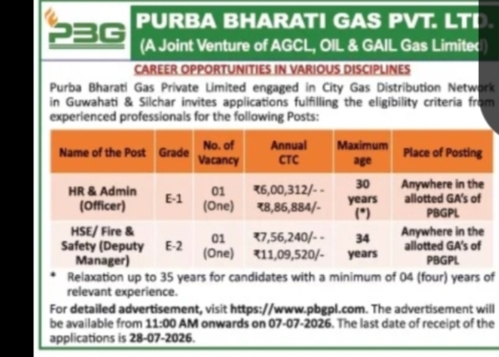 Career Opportunities at Purba Bharati Gas Pvt. Ltd.