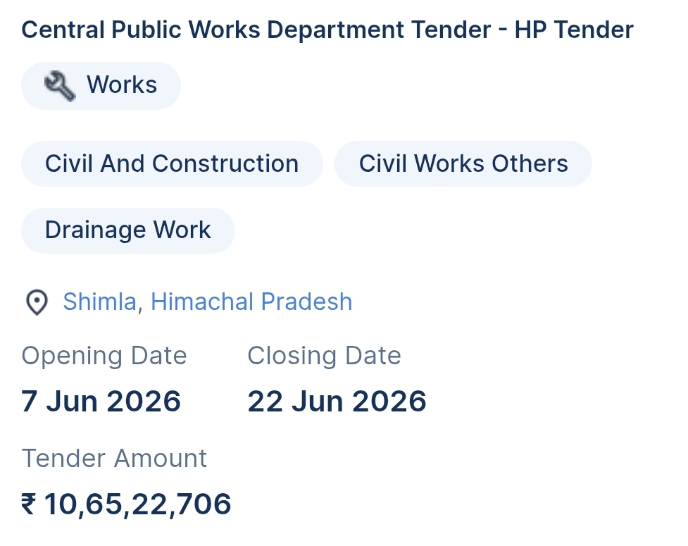 Central Public Works Department Tender - HP Tender