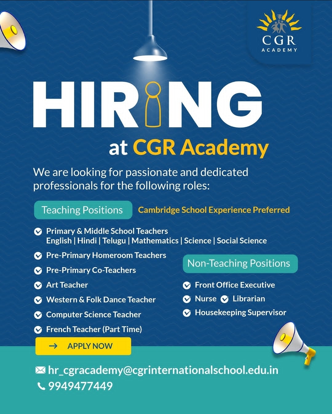 CGR Academy is hiring passionate educators!