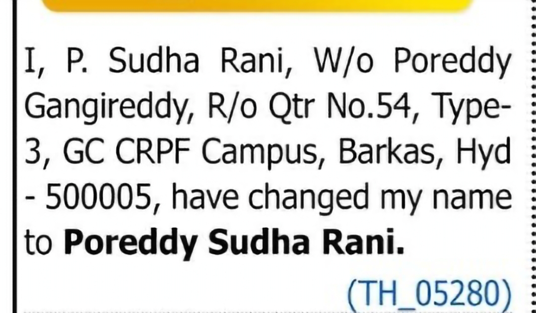 Change Notice – Poreddy Sudha Rani