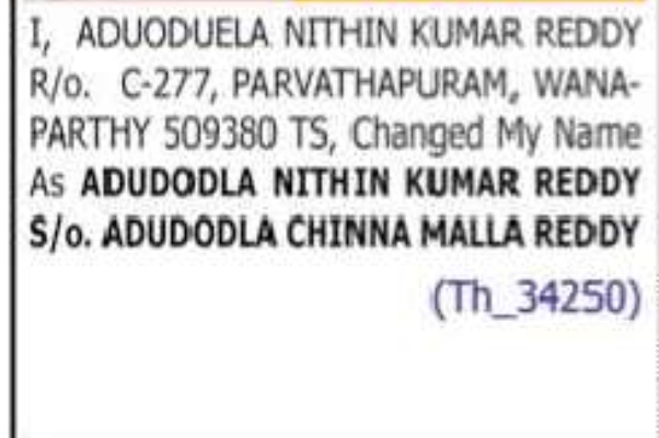 CHANGE OF NAME AND SURNAME