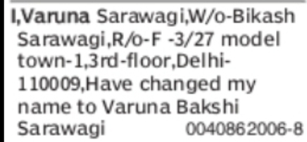 Change of Name Declaration