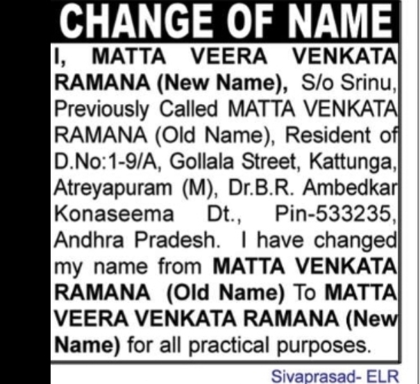 CHANGE OF NAME DECLARATION
