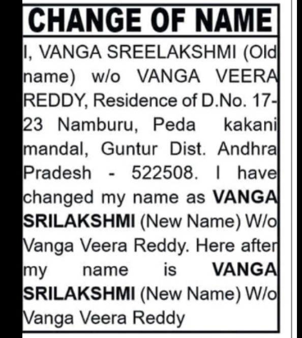 CHANGE OF NAME DECLARATION