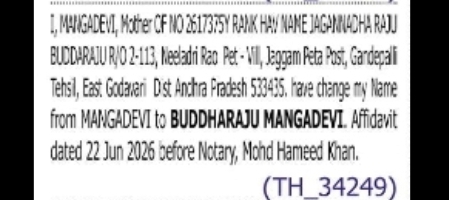 CHANGE OF NAME – MANGADEVI TO BUDHARAJU MANGADEVI