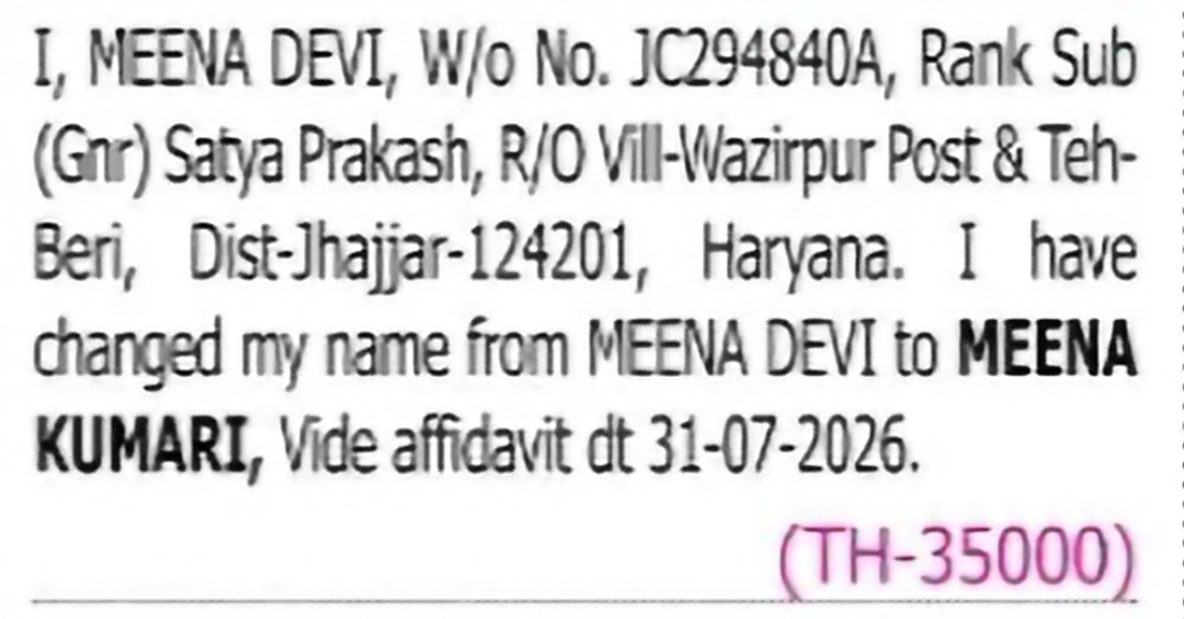Change of Name: Meena Devi to Meena Kumari