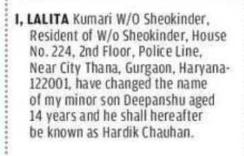 CHANGE OF NAME (MINOR CHILD)