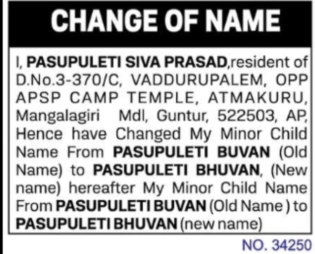 CHANGE OF NAME (MINOR CHILD)