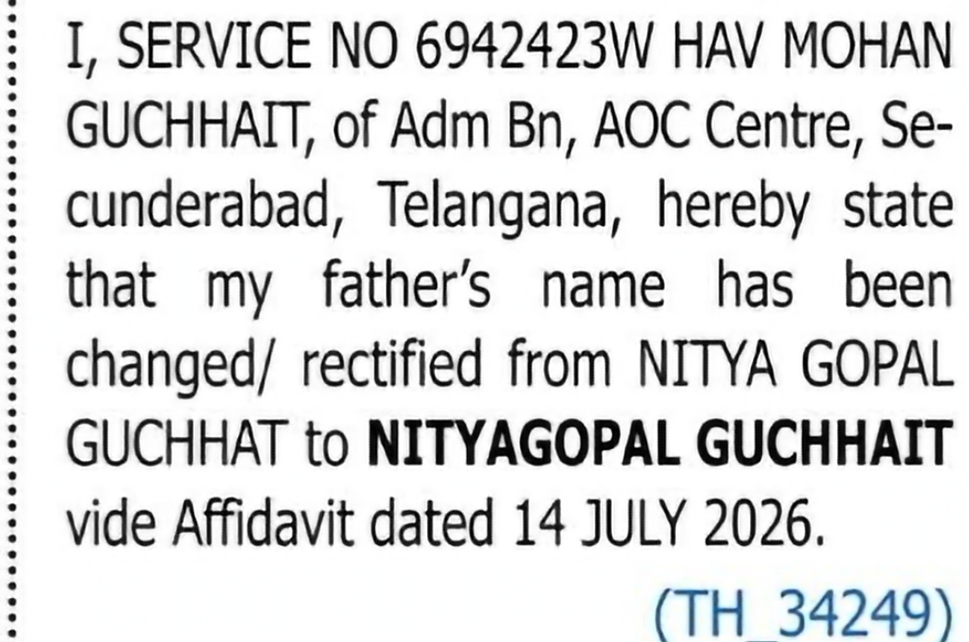 Change of Name: NITYA GOPAL GUCHHAIT to NITYAGOPAL GUCHHAIT
