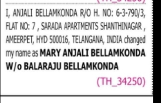 CHANGE OF NAME NOTICE