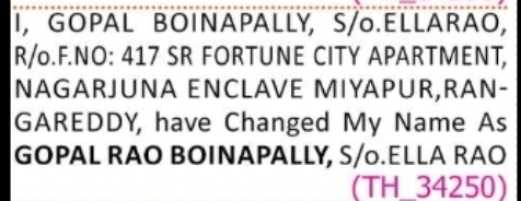 Change of Name Notice