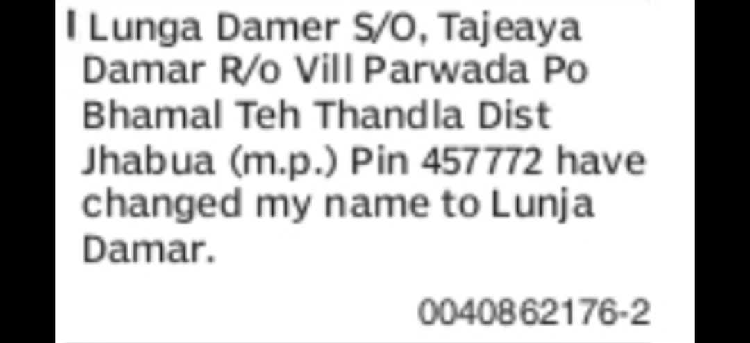 CHANGE OF NAME NOTICE