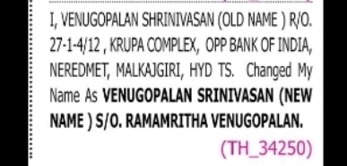 CHANGE OF NAME NOTICE
