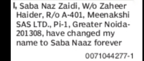 CHANGE OF NAME NOTICE