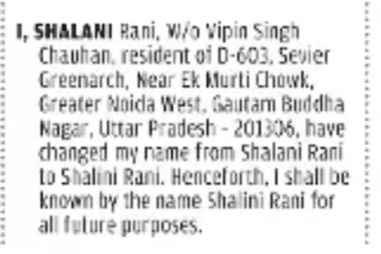 Change of Name Notice