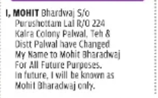 Change of Name Notice