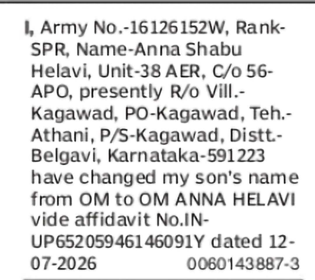 Change of Name OM to OM Anna Helavi